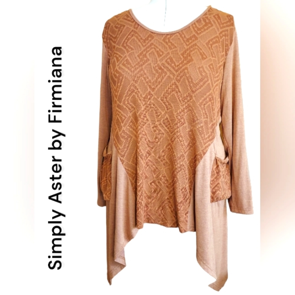 NWOT patterned brown tunic top/dress from Aster by Firmiana, size 3X